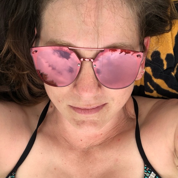 Other - Mirror Effect Pink Wireframe Sunglasses